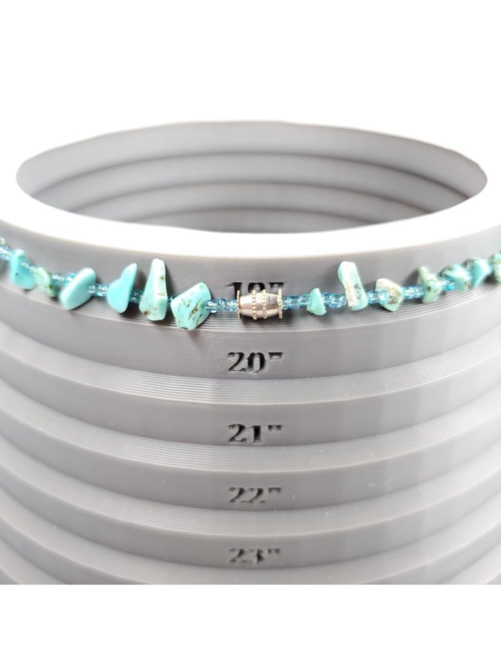 Turquoise Chip Beaded Necklace Seed Beads 19" Western Boho - Picture 6 of 6